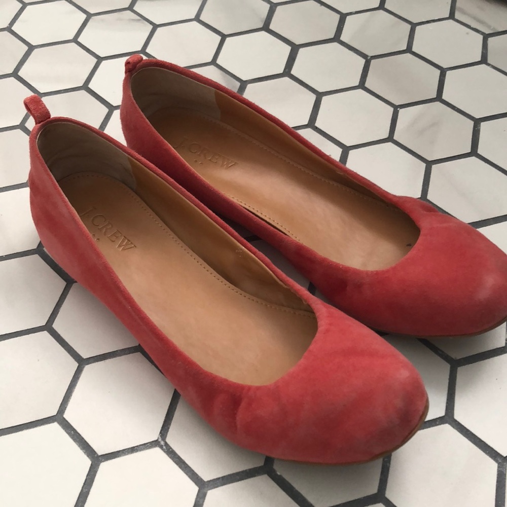 J Crew Coral Suede Ballet Flat - Size 7
